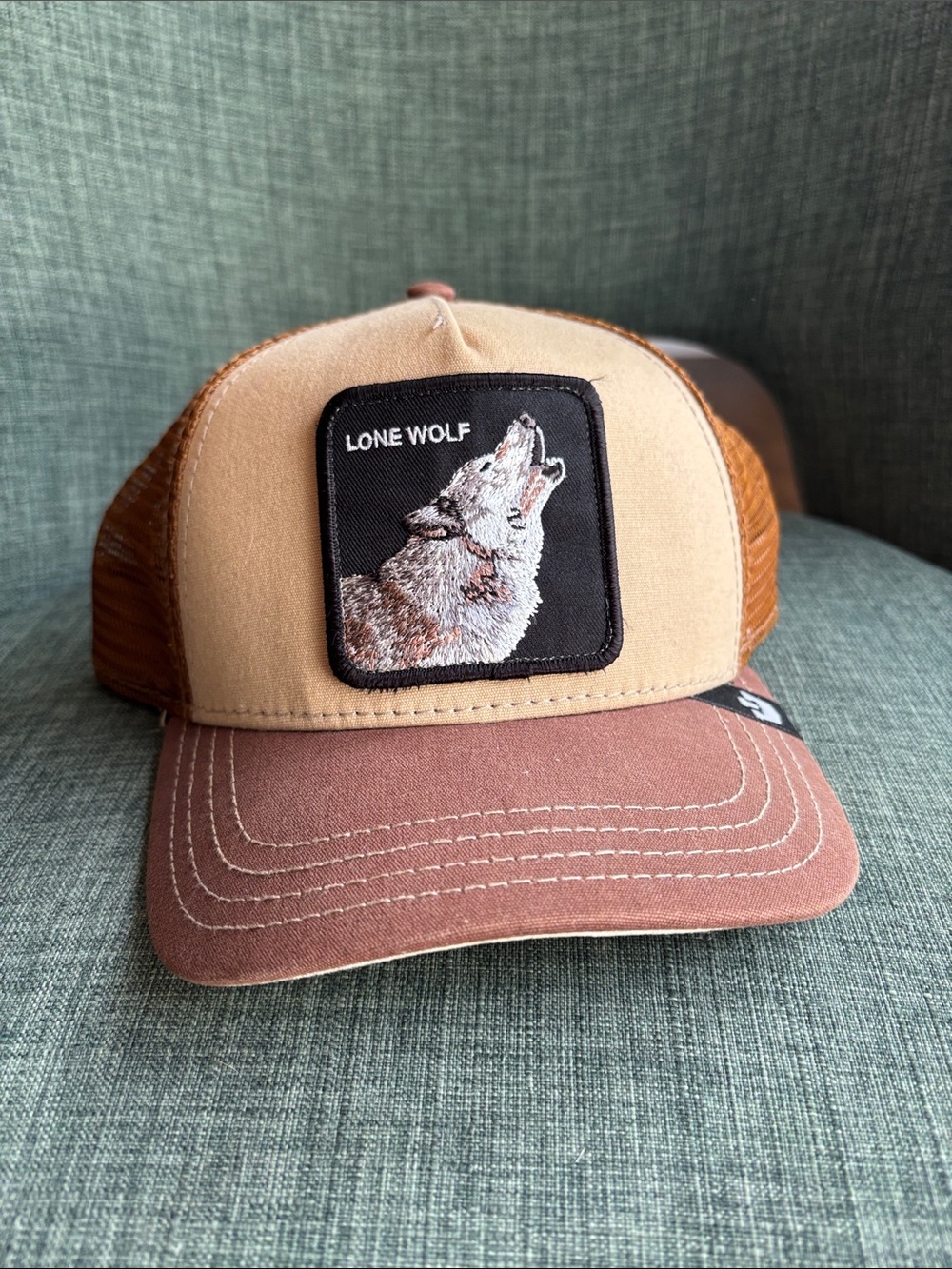 Goorin Bros. Lone Wolf men’s brown trucker patch hat baseball cap unisex women’s